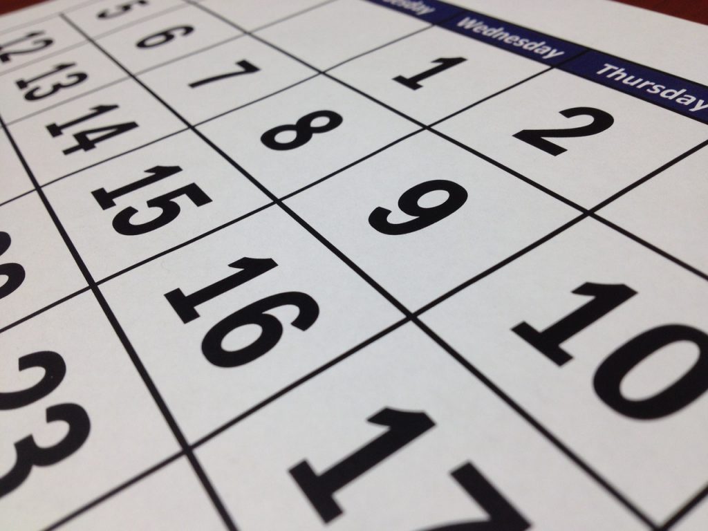 A close up of a calendar.